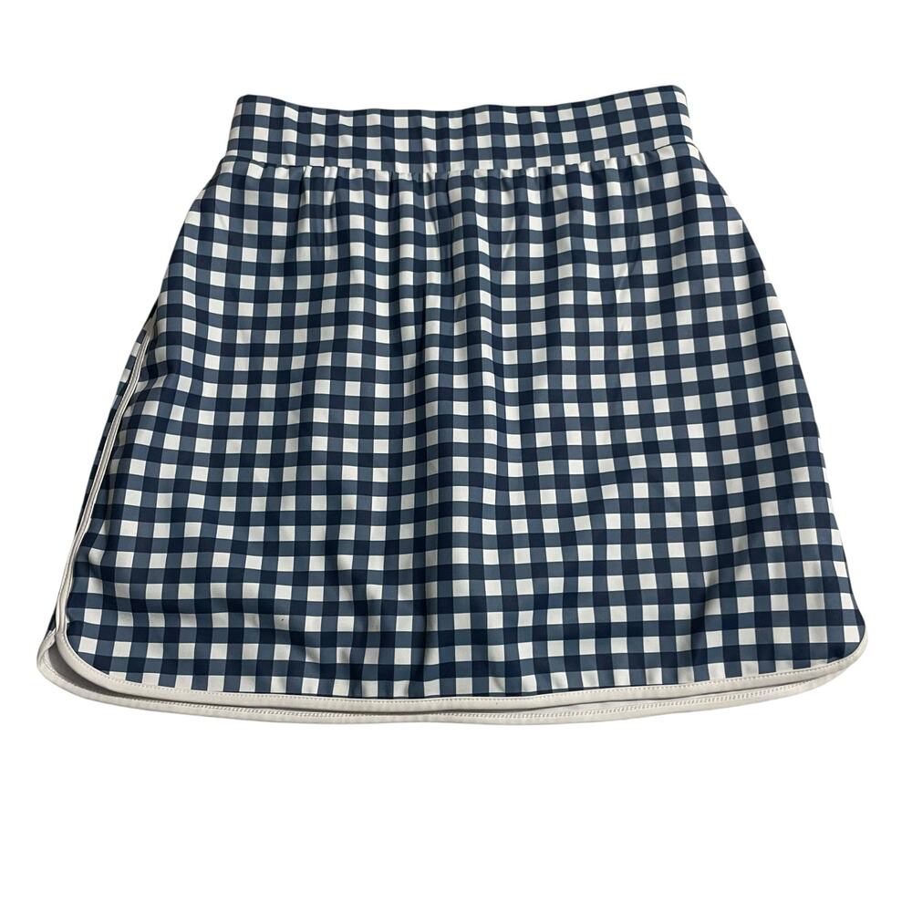 J Crew Factory Womens XXS Active Skort Skirt Blue White Gingham Plaid BO970